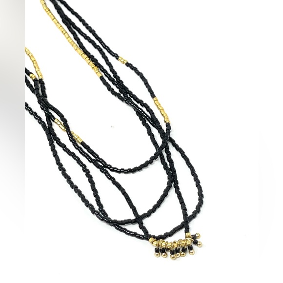Free People Jewelry - New Free People Bohemian Layered Beaded Necklace Black